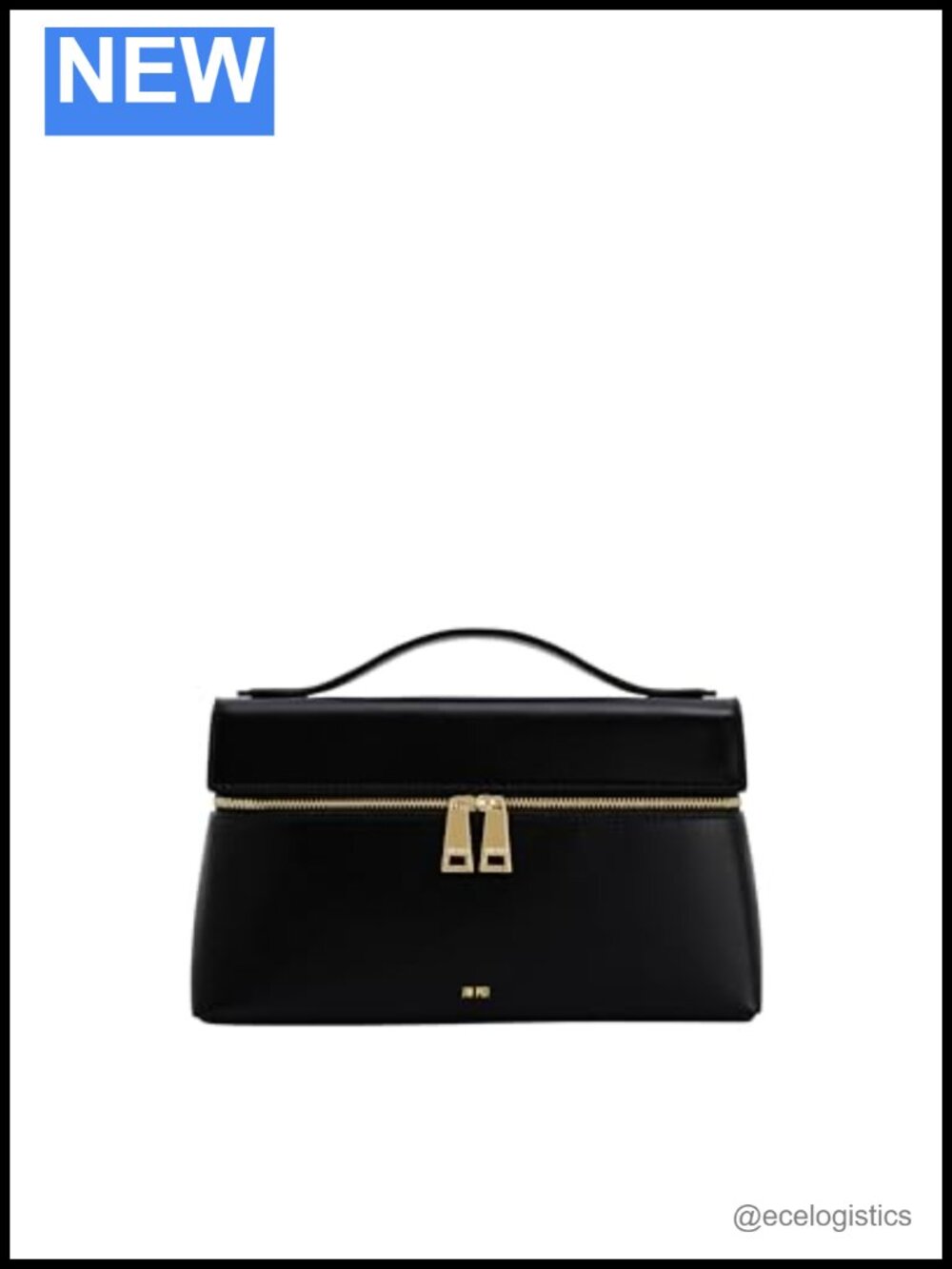 Vegan Leather Top Handle Bag with Gold Hardware, Zipper Closure, Shoulder